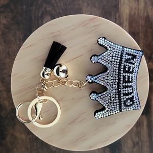 QUEEN black and silver bling Keychain
